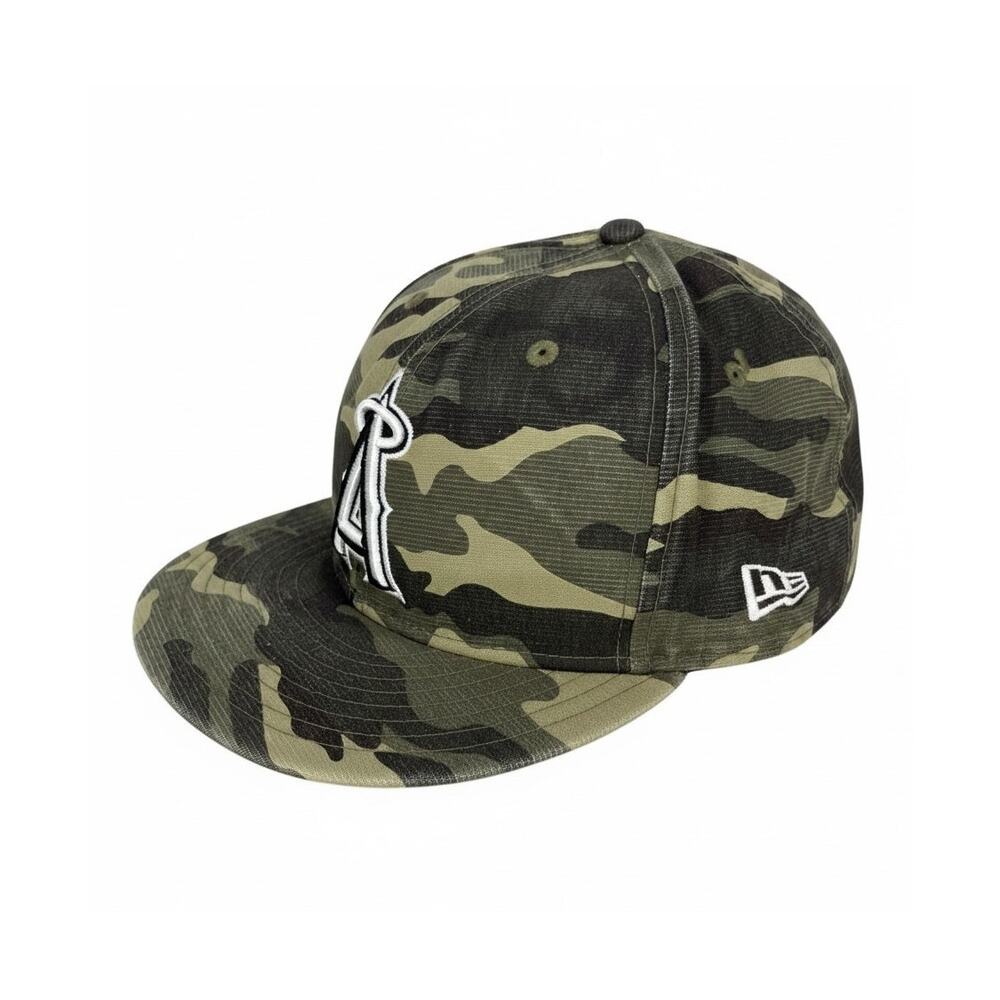 MLB LOS ANGELES ANGELS Hat Cap NEW ERA 59FIFTY Camo Green Size 7 1/4
